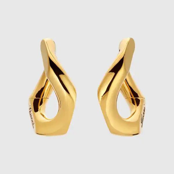 Gucci oc11z0126 Size: OS / Geometric Earrings With Script In Gold Size ONE SIZE - 1 Thumbnail