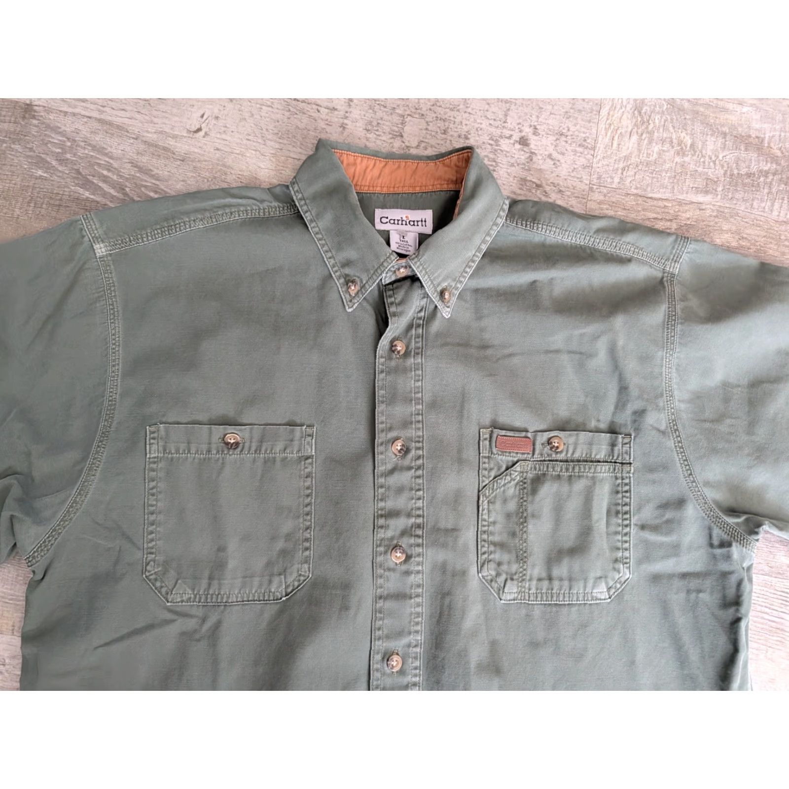 Carhartt VINTAGE Carhartt Shirt Men’s XLT Green Heavyweight Short Sleeve Cotton Workwear S133MOS Size US XL / EU 56 / 4 - 2 Thumbnail