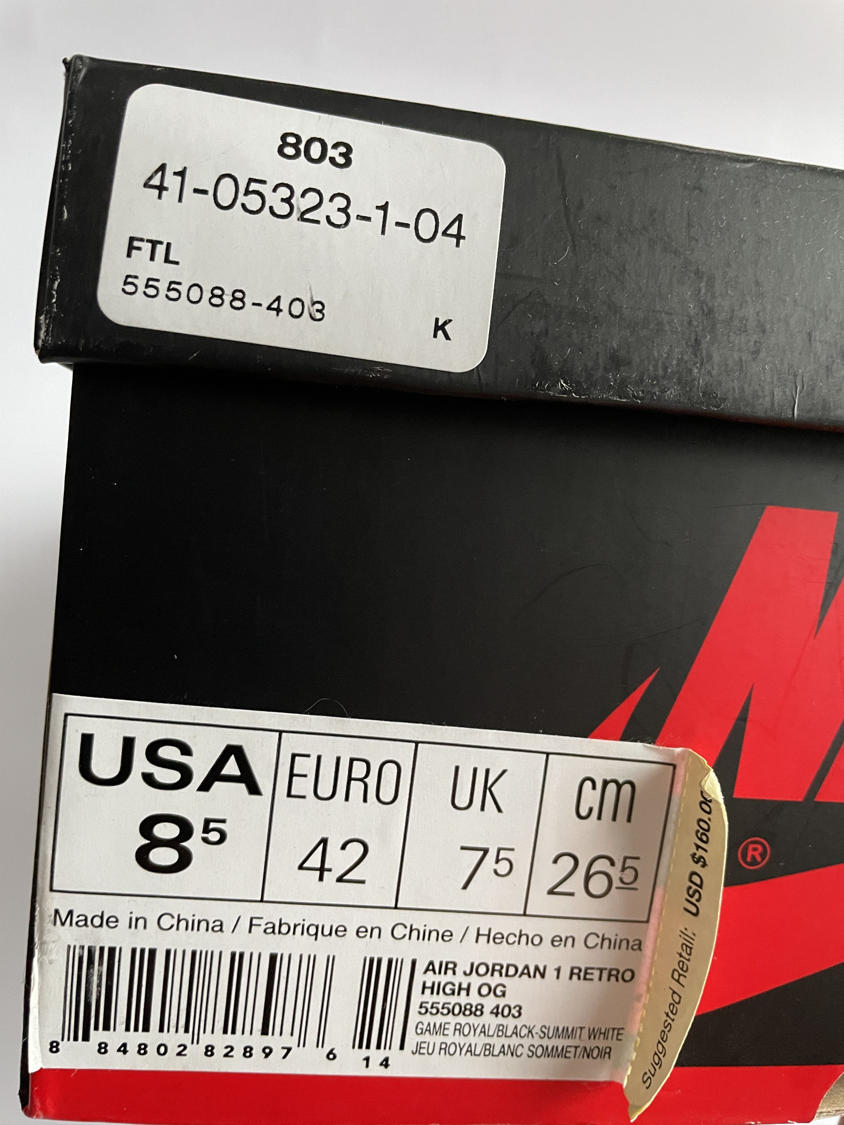 Jordan Brand Nike Air Jordan 1 off Retro High Game Royal White bred 2017 Size US 8.5 / EU 41-42 - 12 Thumbnail