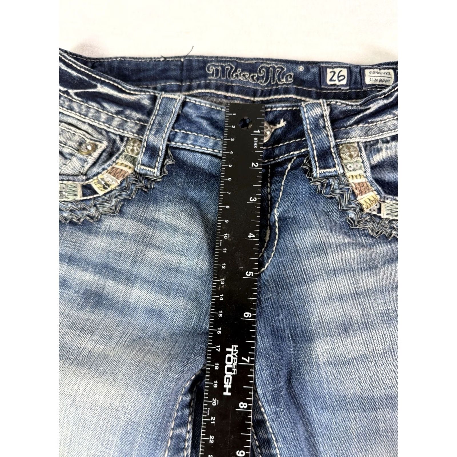 Miss Me Miss Me Jeans Women's Slim Boot Western Bohemian Denim Size 26 Size 26" / US 2 / IT 38 - 6 Thumbnail