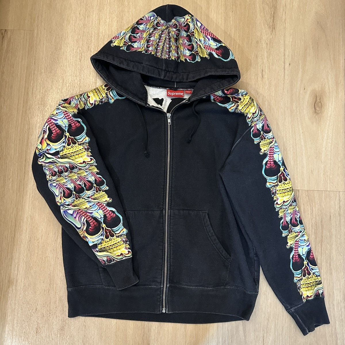 image of Supreme Skulls Zip Up in Black, Men's (Size Medium)