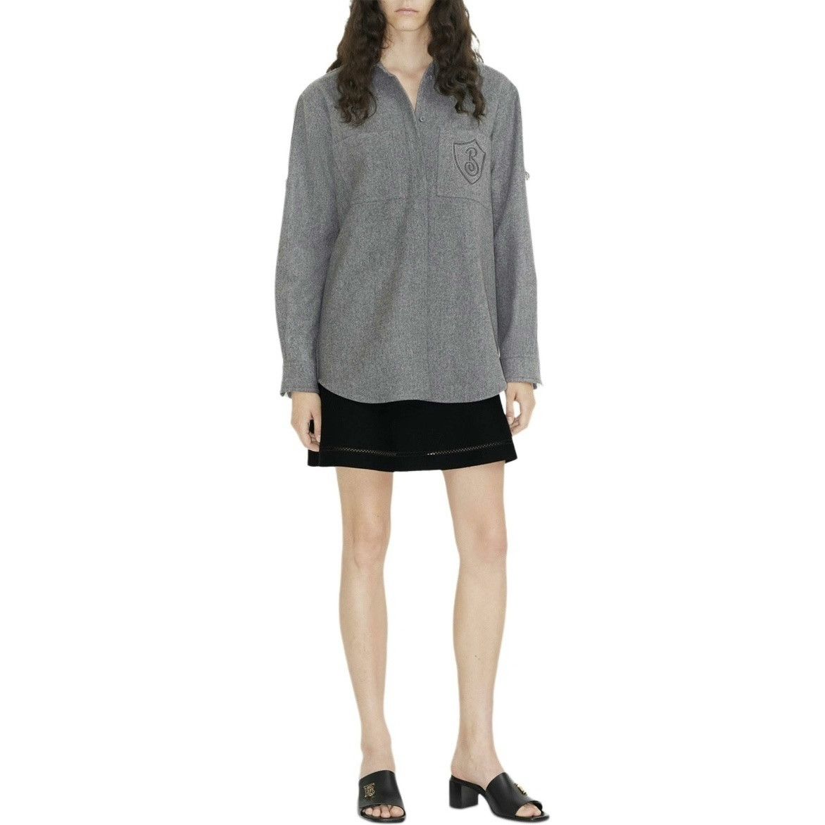 Burberry Burberry Gray Embroidered Collar Shirt Size US M / EU 48-50 / 2 - 7 Thumbnail