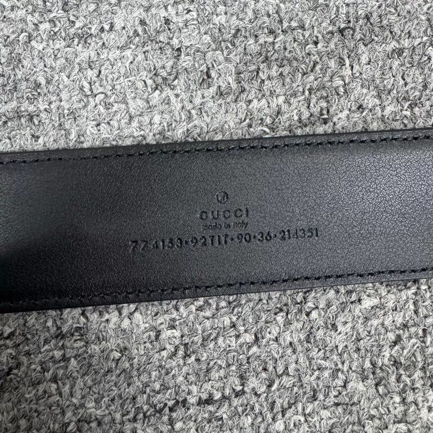 Gucci Gucci Black Gray GG Belt Silver Buckle 99 New 90/36 Size ONE SIZE - 7 Thumbnail