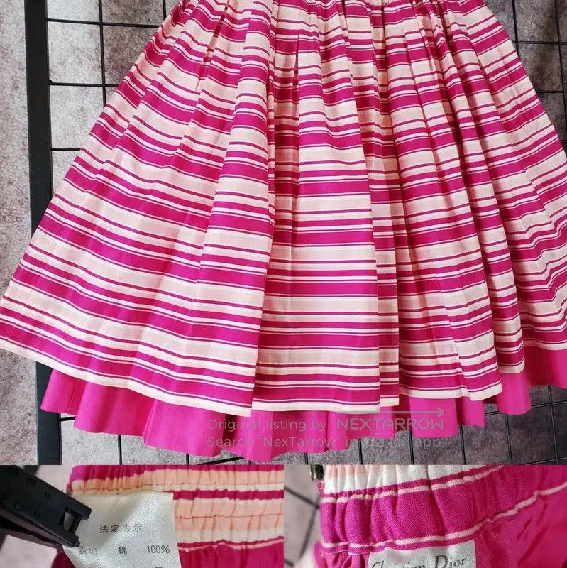 Dior Dior Pleated Skirt in Spring Pink Stripes . Size 26" / US 2 / IT 38 - 3 Thumbnail