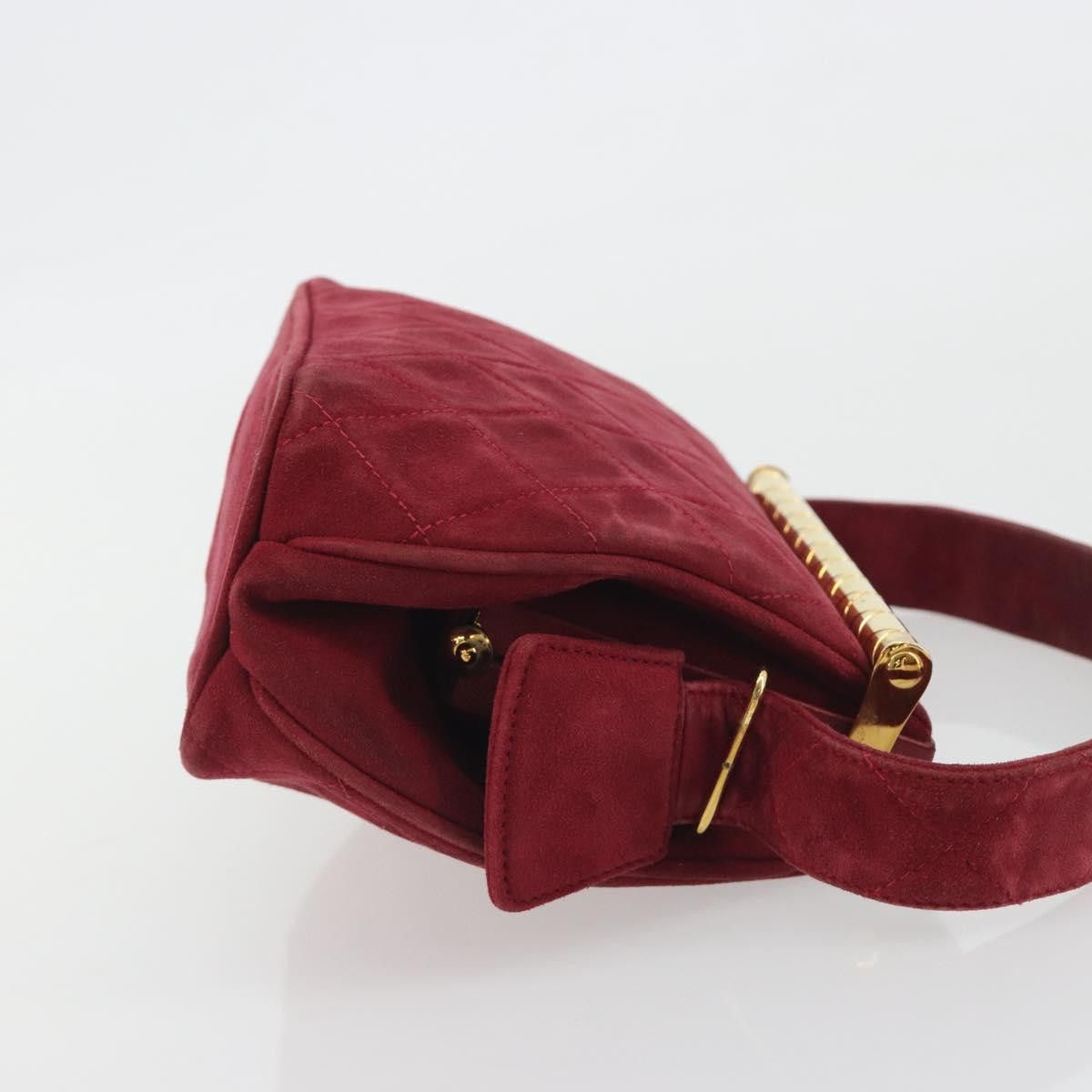 Chanel CHANEL Matelasse Hand Bag Suede Red Gold CC Auth 197450A - Size ONE SIZE - 3 Thumbnail