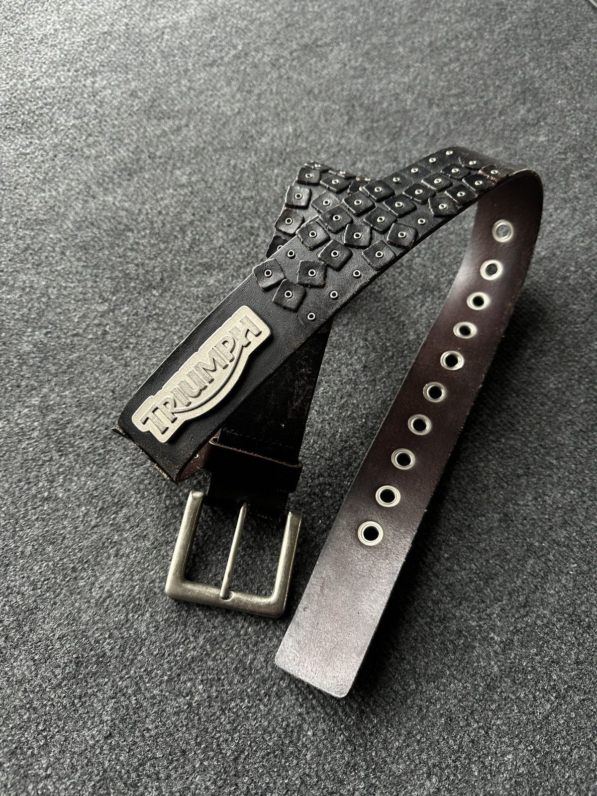Other 🚨 LEATHER VNTG TRIUMPH MOTORCYCLE BELT RARE MOTO Size ONE SIZE - 1 Thumbnail