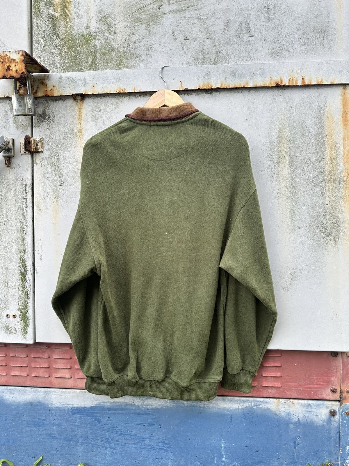 Valentino 👹Claudio Valentino Italy Olive Green Long Sleeves Polo Size US L / EU 52-54 / 3 - 9 Thumbnail