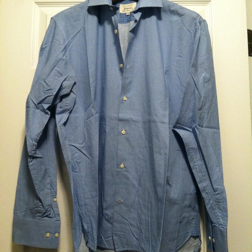Ted Baker TED BAKER MENS BLUE 100%COTTON CASUAL SHIRT SIZE: 16.5 Size US L / EU 52-54 / 3 - 3 Thumbnail