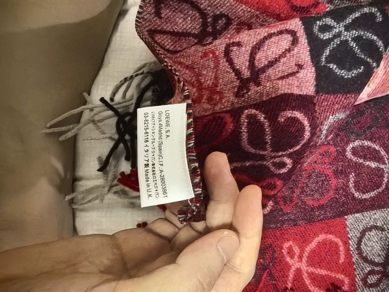 Loewe LOEWE Winter wine red patchwork scarf Size ONE SIZE - 2 Thumbnail