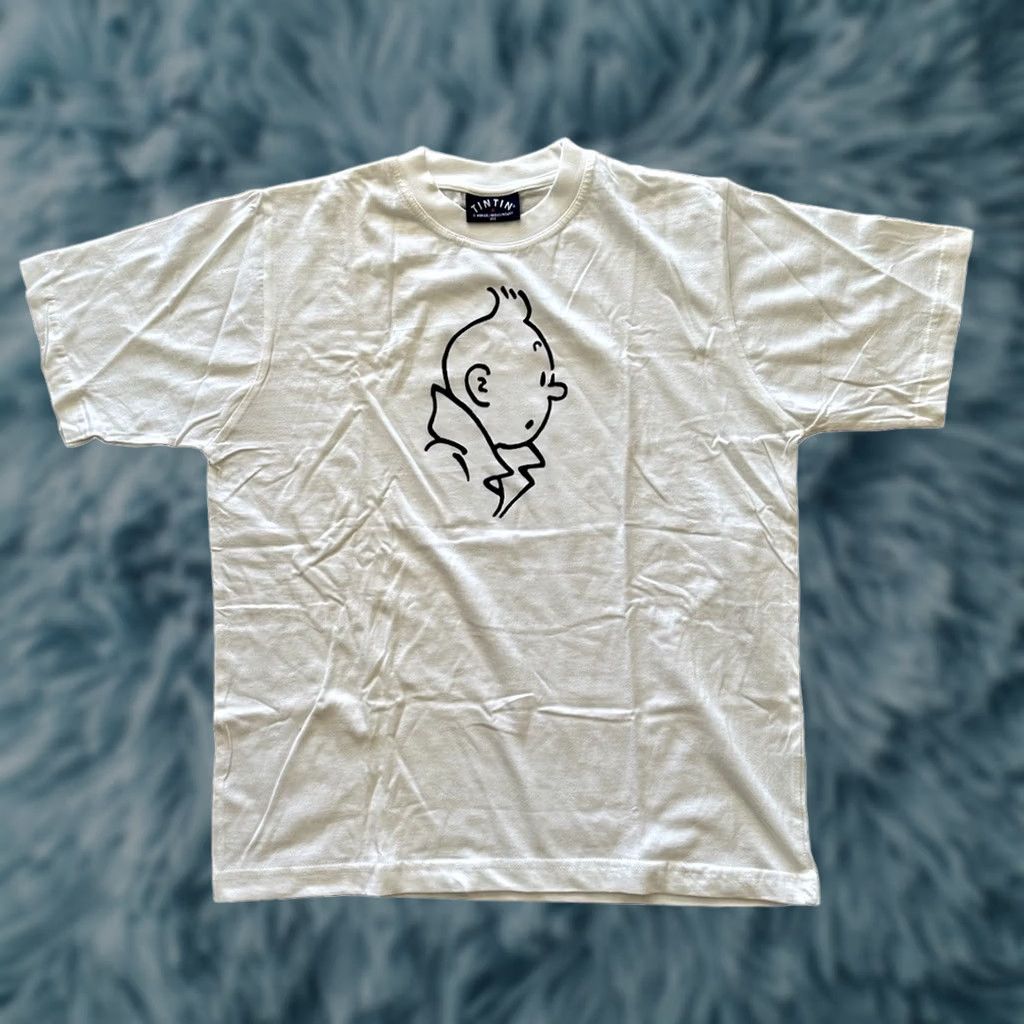 Vintage VINTAGE TinTin 90s T-Shirt M Men White Cotton Graphic Print Logo Crew Neck Short Sleeve TinTin In Tibet Style - Mens Size US M / EU 48-50 / 2 - 1 Thumbnail