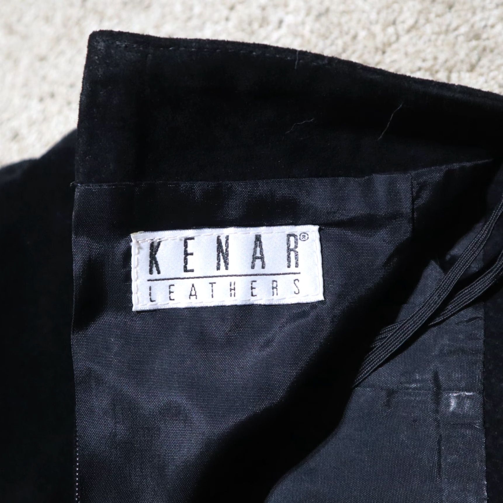 Vintage Kenar Women's Leather Skirt Knee Length Black 100% Lamb Leather All Seasons Size 4 Size 27" / US 4 / IT 40 - 4 Thumbnail