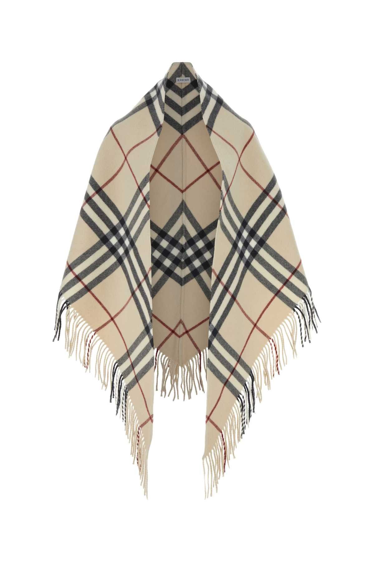 image of Burberry Embroidered Wool Cape in Printed, Women's