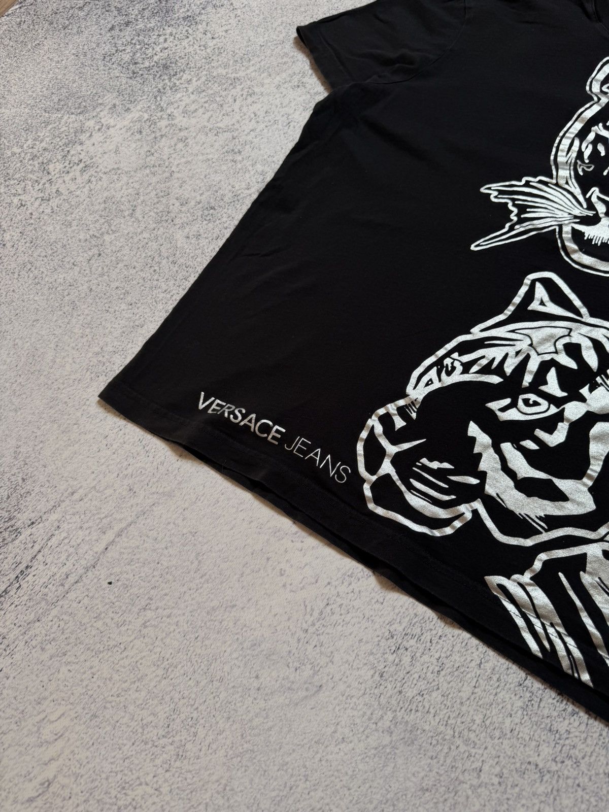Versace VERSACE Tiger Big Cat Foil Metallic Graphic Tee Black Silver Size US XXL / EU 58 / 5 - 4 Thumbnail