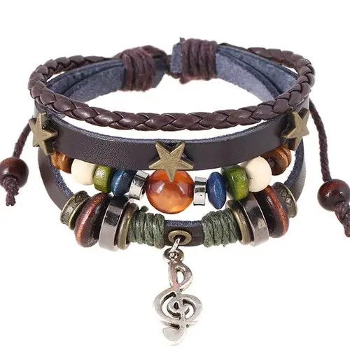 Handmade Boho Gypsy Hippie Design Leather Star 🔥🔥🔥 Size ONE SIZE - 3 Thumbnail