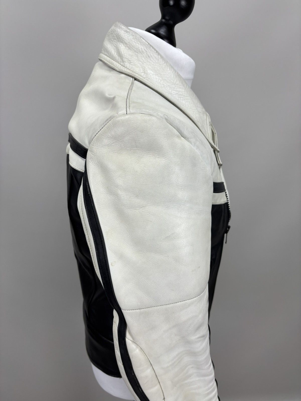 Other Mens leather biker jacket Higway Size 50 Color White/Black Size US M / EU 48-50 / 2 - 5 Thumbnail