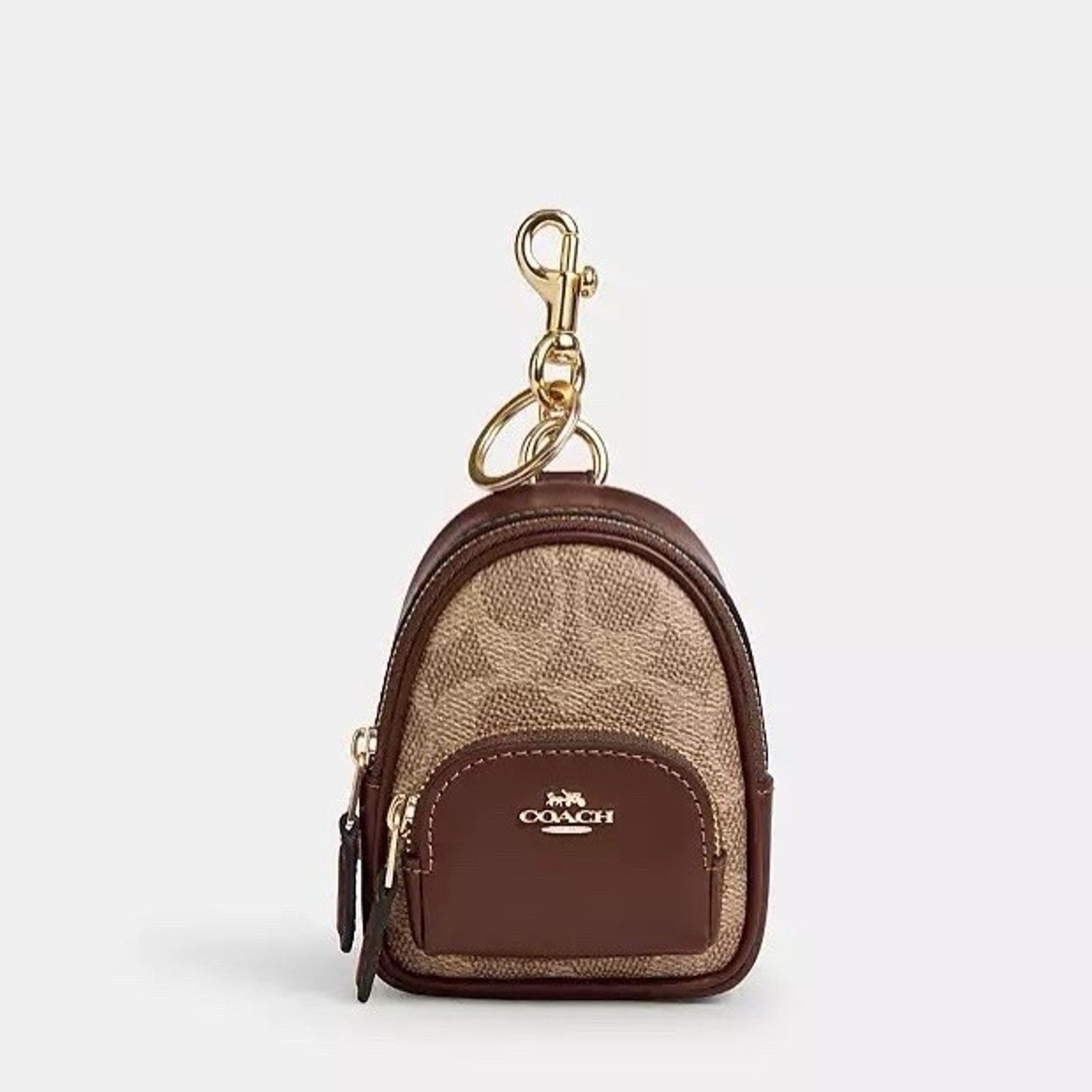 Coach NWT COACH CX066 Mini Court Backpack Bag Charm Leather Brown Size ONE SIZE - 3 Thumbnail