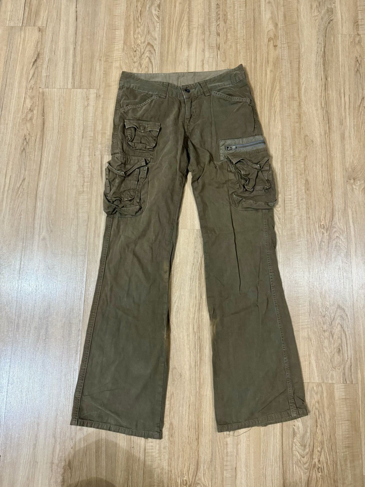 image of Et Boite Multipockets Cargo Flare Pants in Brown, Women's (Size 30)
