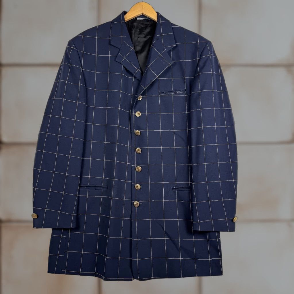 Vintage VINTAGE Falcone Blue Plaid Suit 42L Blazer 34x30 Pants & Vest 3 Piece USA Made Size 42R - 1 Thumbnail