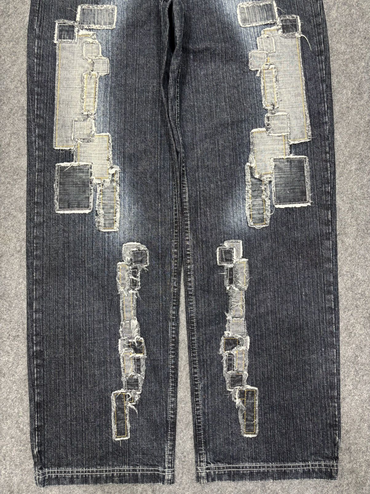 Japanese Brand 💥Baggy Patchwork💥Sick Rapper Pepe Patchwork Denim F687 Size US 35 - 4 Thumbnail