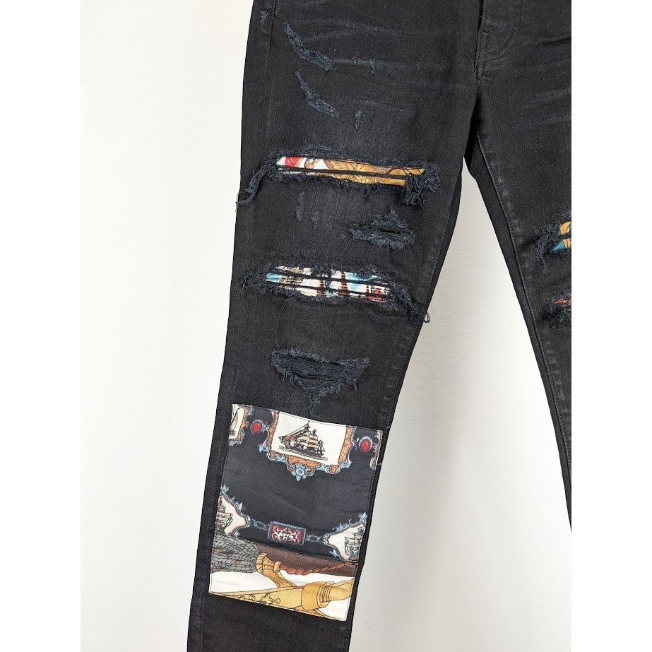 Amiri o1rshd1 Scarves Art Patch Jeans in Antique Black 28 Size US 28 / EU 44 - 6 Thumbnail