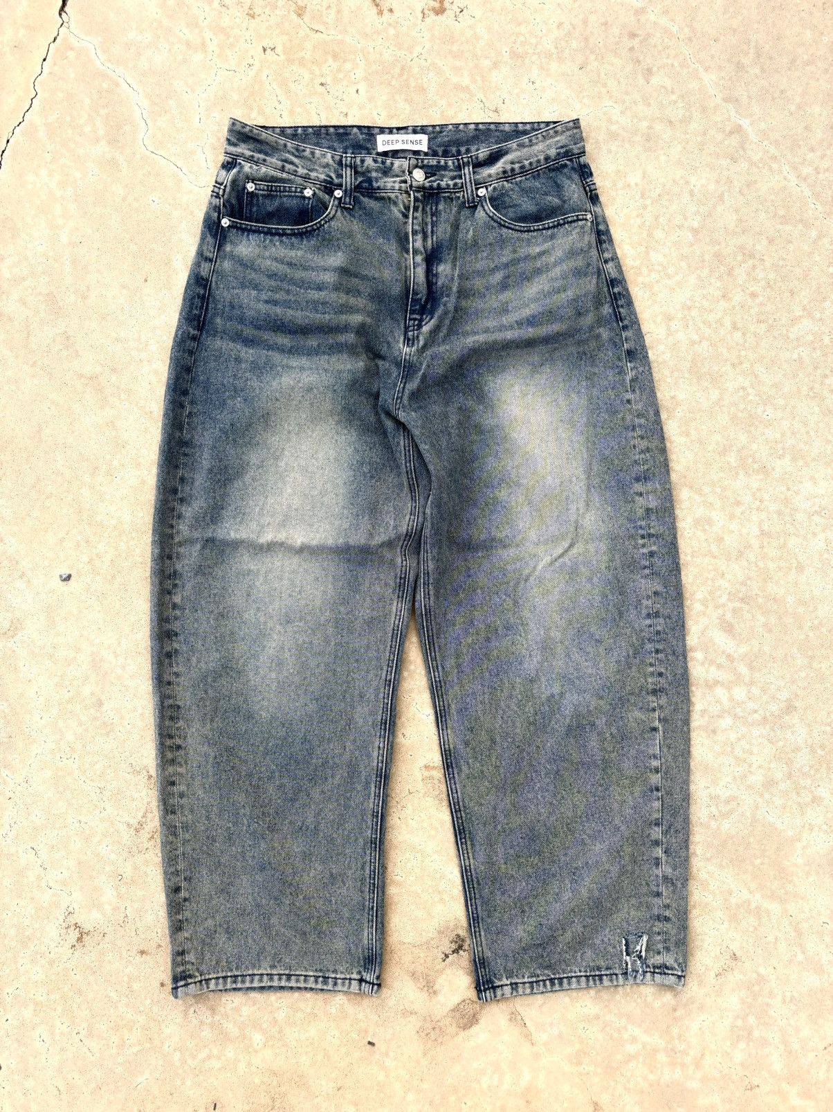If Six Was Nine Rare DEEP SENSE Design Baggy Denim Blue Jeans Size US 34 / EU 50 - 2 Thumbnail