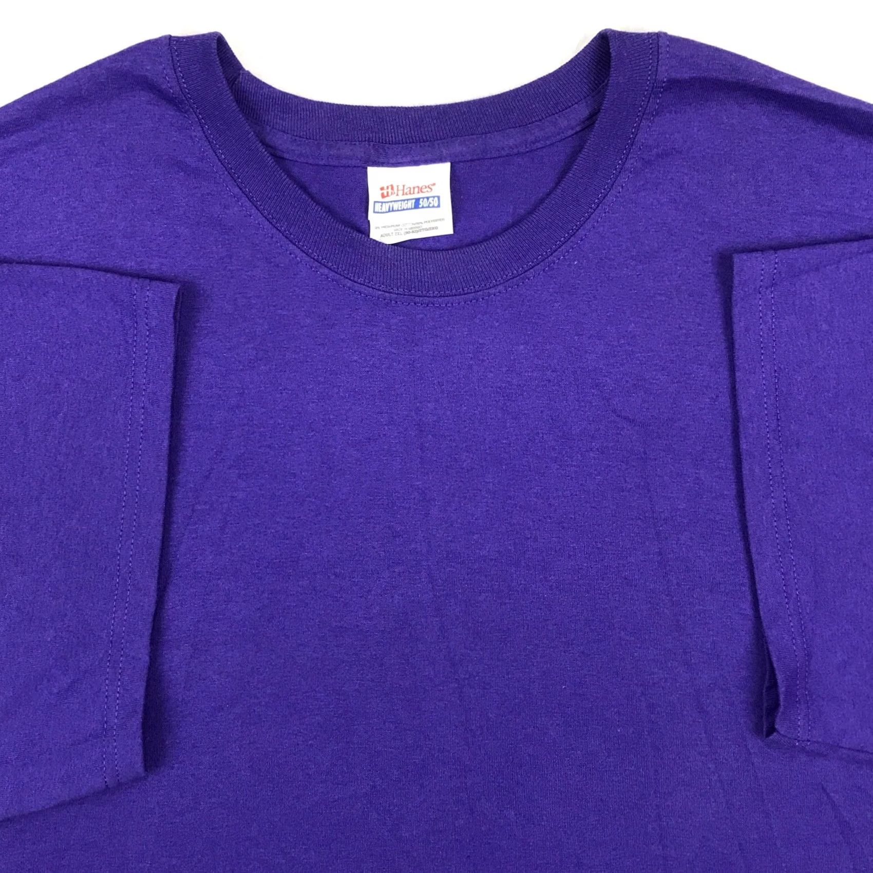 Hanes VINTAGE Hanes T-Shirt 2XL Purple Crew Neck Short Sleeve Cotton Blend Solid Mens 90s 80s Surf Beach Rock NOS Size US XXL / EU 58 / 5 - 6 Thumbnail