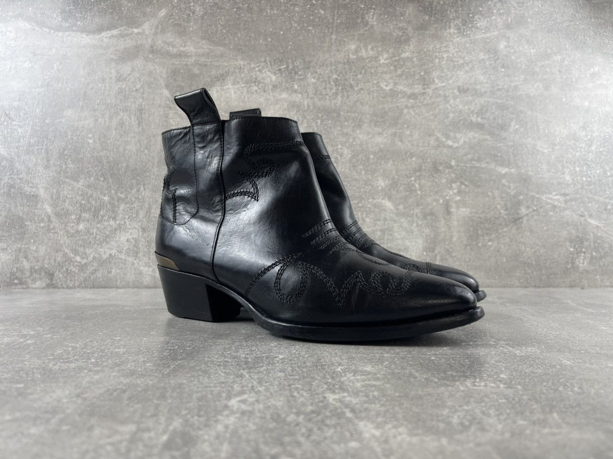 Buttero Buttero Italian Western Black Leather Cuban Heel Ankle Boots Size US 6.5 / IT 36.5 - 2 Thumbnail
