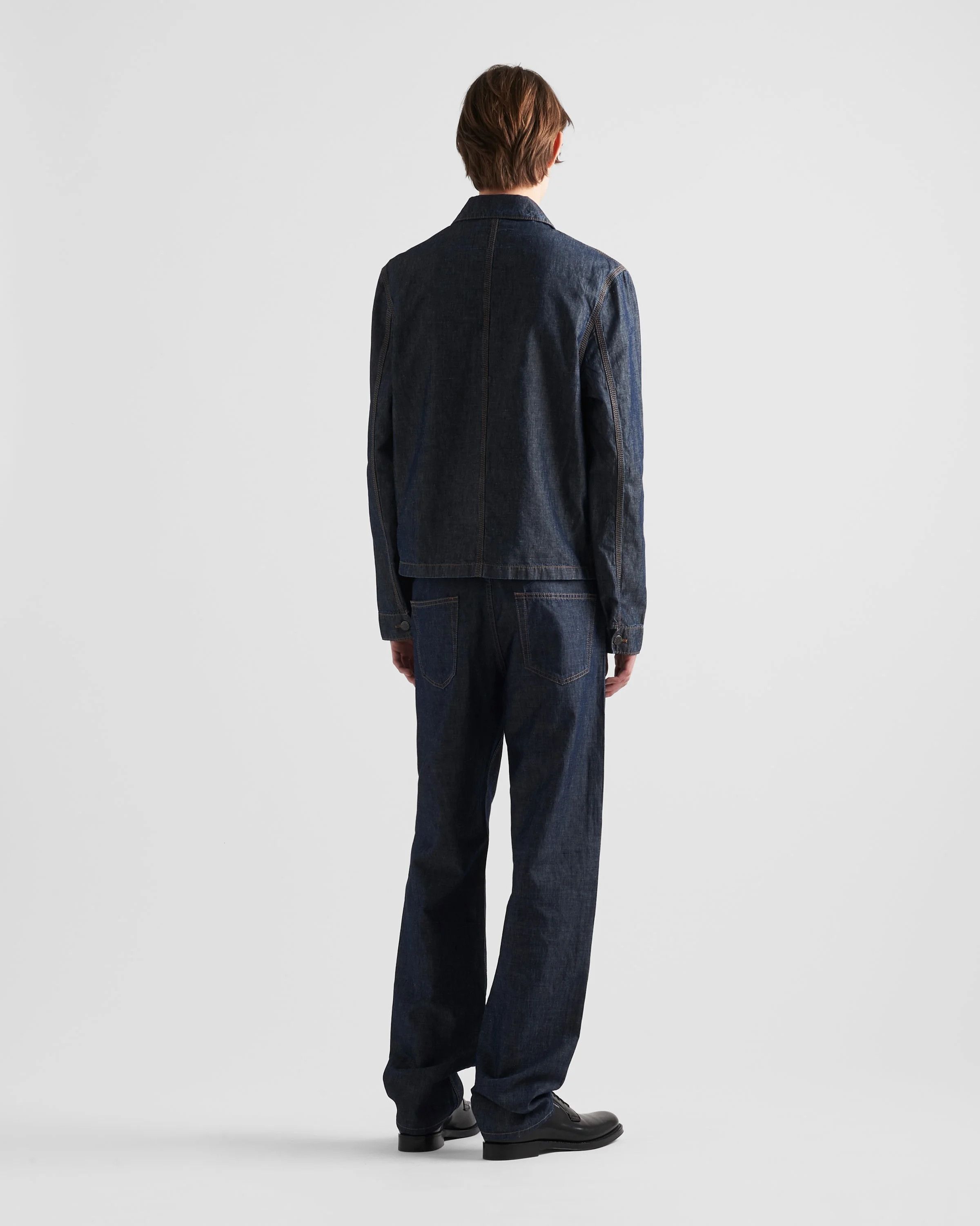 Prada o1w1db10426 Chambray Blouson Jacket in Blue Size US XL / EU 56 / 4 - 5 Thumbnail