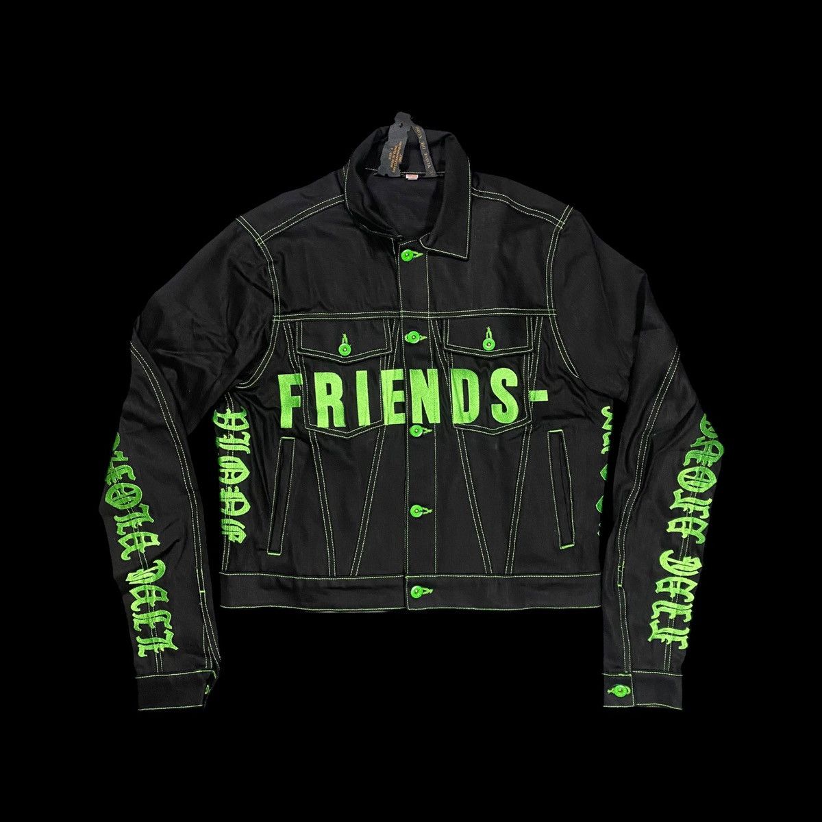 Vlone Vlone Old English Denim Jacket (XXL) Size US XXL / EU 58 / 5 - 2 Thumbnail