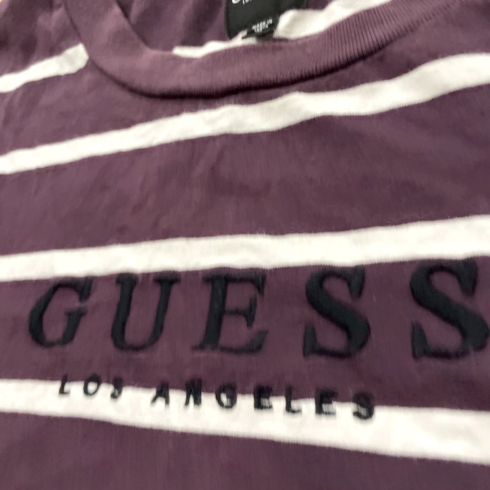 Guess GUESS Los Angeles T Shirt Men XL Striped Hip Hop Crew Tee XL White Red Maroon Logo Embroidered Pattern: Striped, 90s, Classic, Colorful Size US XL / EU 56 / 4 - 5 Thumbnail