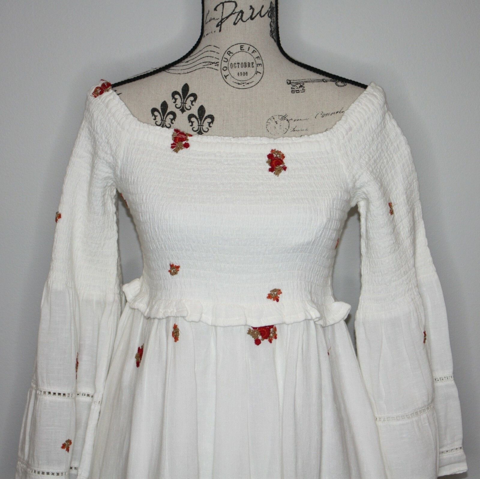 Free People Counting Daisies Embroidered Off the Shoulder Dress $148 Size M / US 6-8 / IT 42-44 - 14 Thumbnail