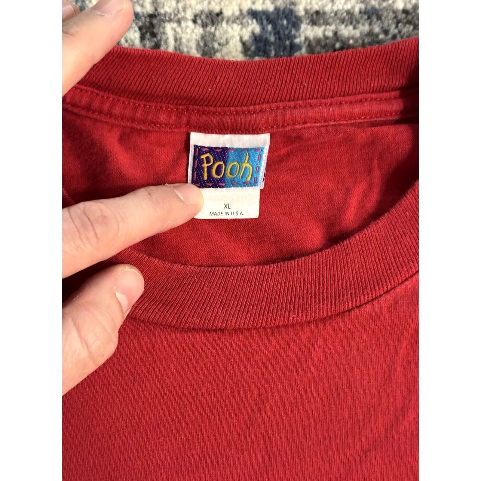 Disney VINTAGE Disney POOH Jar Of Honey T Shirt XL Red Made In USA 90s Cartoon Mens Size US XL / EU 56 / 4 - 4 Thumbnail