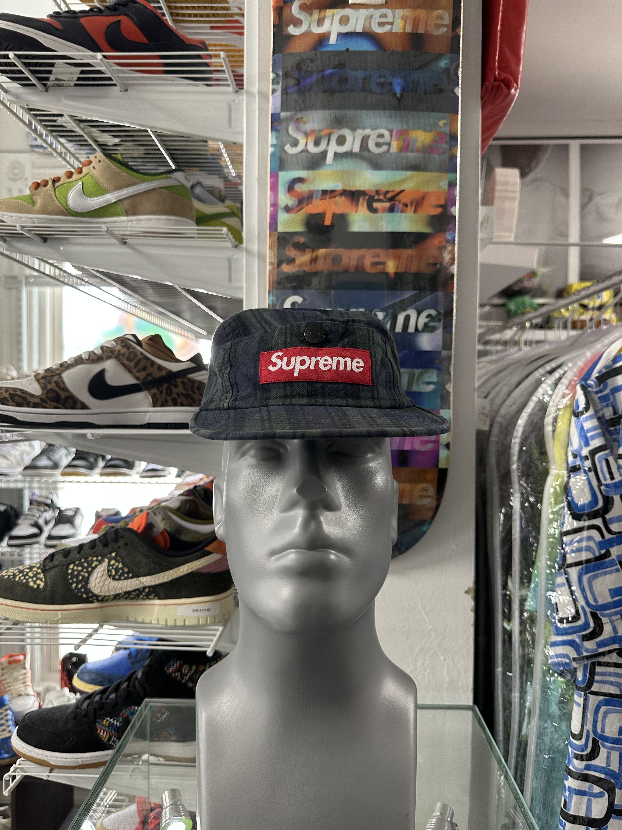 Supreme Supreme Snap Button Pocket Camp Cap Black Watch Plaid Size ONE SIZE - 1 Thumbnail