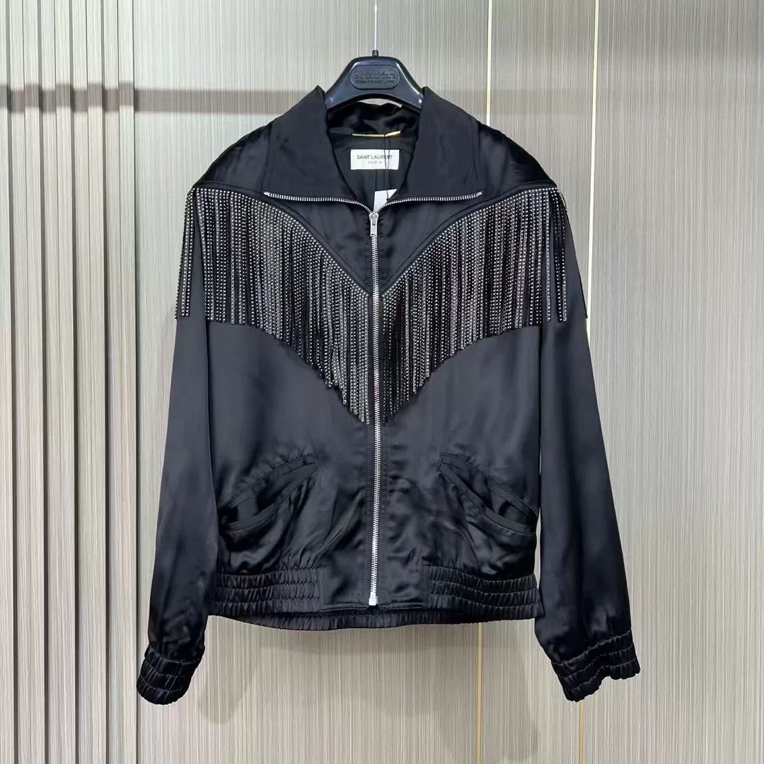 Saint Laurent Paris Saint Laurent Silk Fringed Jacket Size XS / US 0-2 / IT 36-38 - 1 Thumbnail