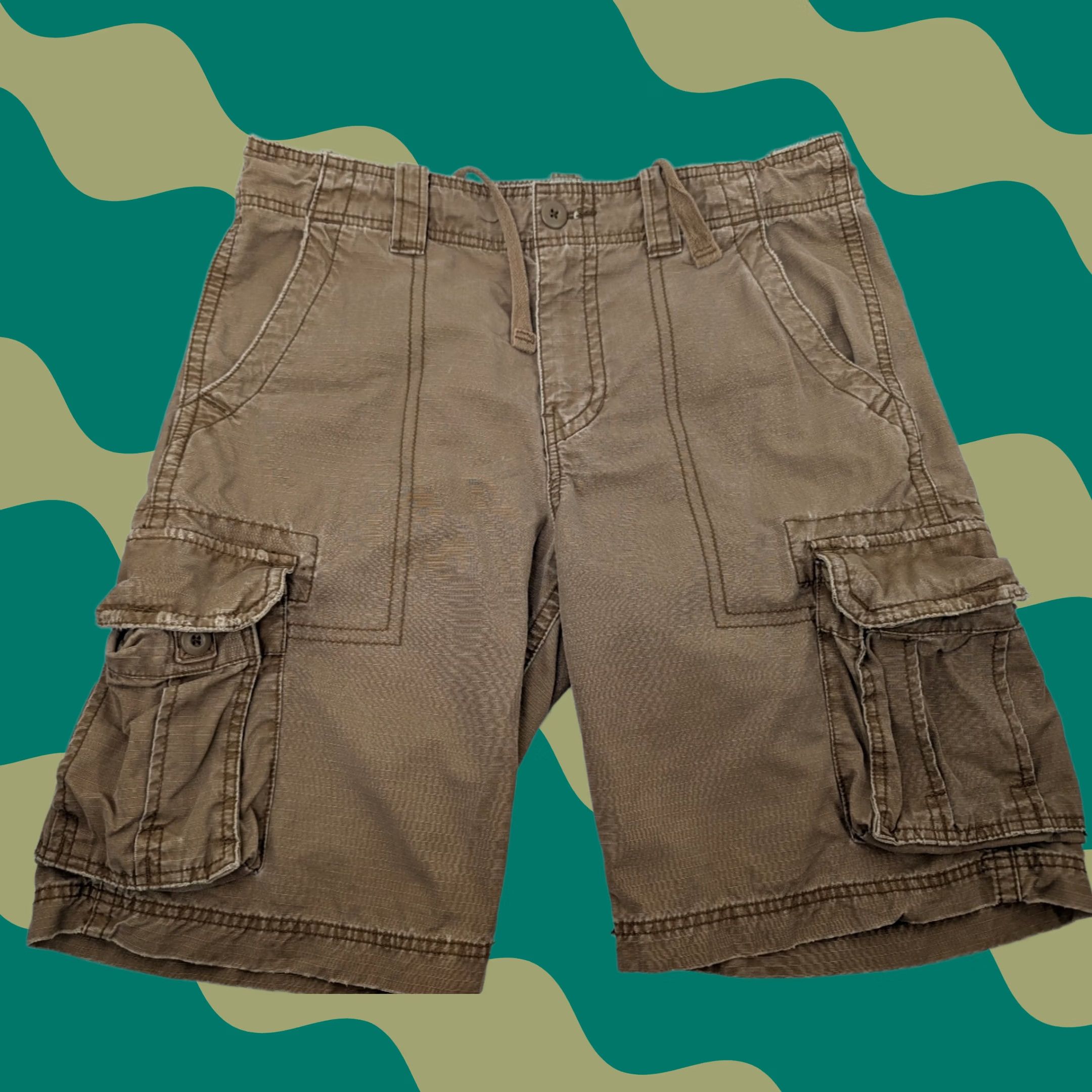 Mossimo Mossimo Supply Co Mens Khaki Tan Ripstop Cargo Shorts Size 34 Rugged Distressed Size US 34 / EU 50 - 1 Thumbnail