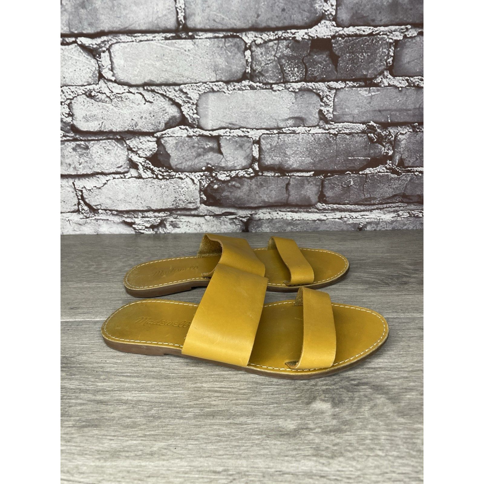 Madewell Madewell Yellow Tan Double Strap Leather Flat Sandals Women’ Size US 7.5 / IT 37.5 - 13 Thumbnail
