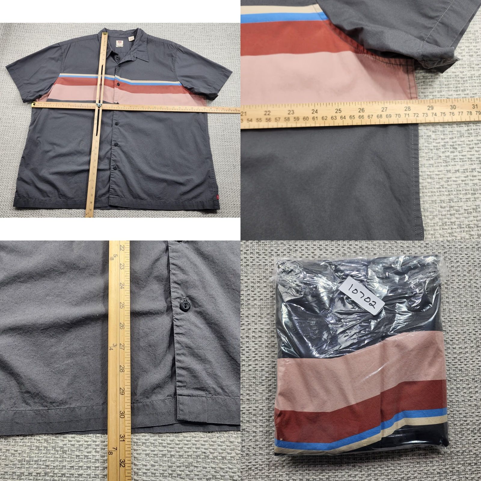 Levi's Levi's Shirt Mens 2XL Gray Relaxed Short Sleeve Button Up Chest Stripe Casual Size US XXL / EU 58 / 5 - 8 Thumbnail