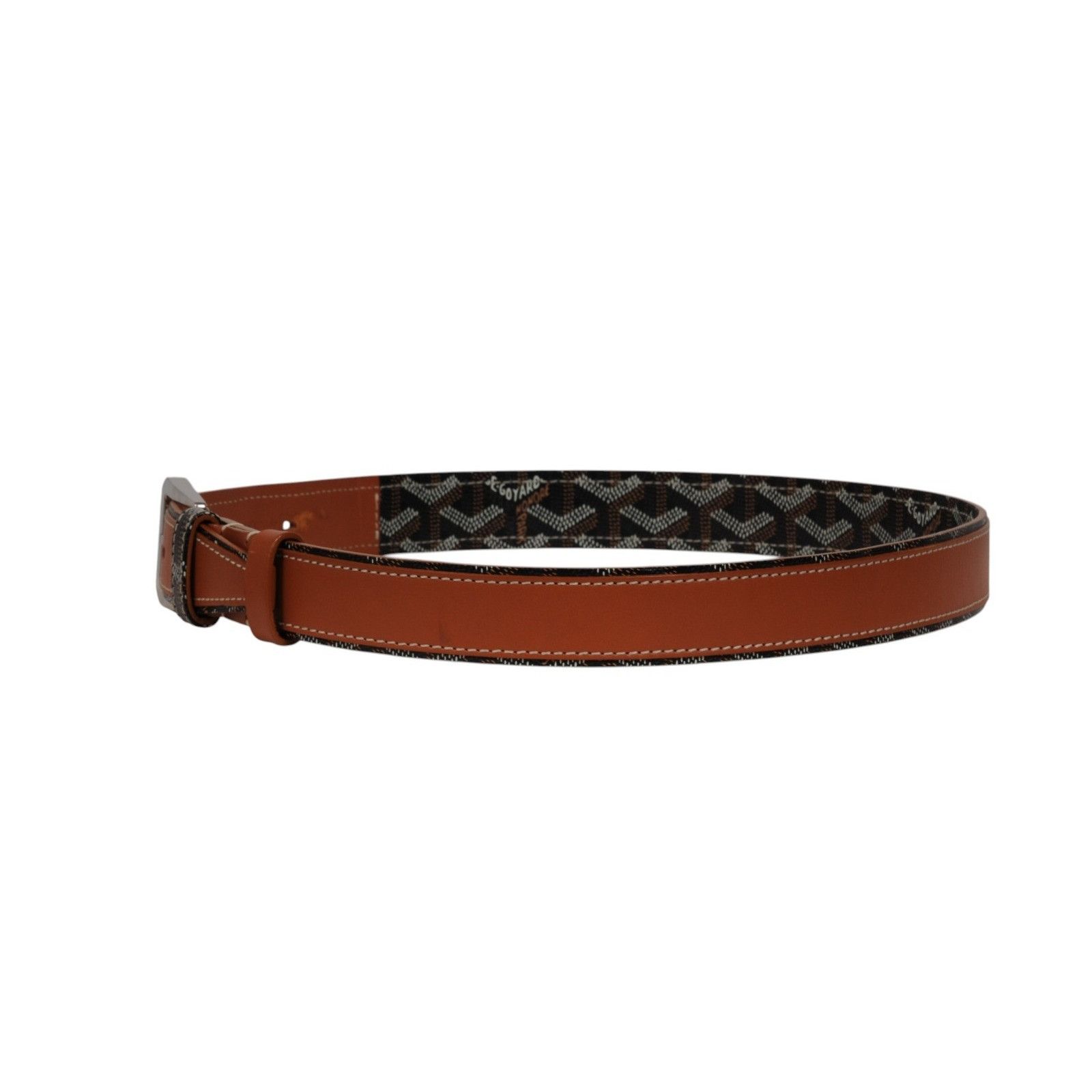 Goyard Fregate Belt 95 33 34 Black Brown Leather Goyardine - 02611 Size 34 - 5 Thumbnail