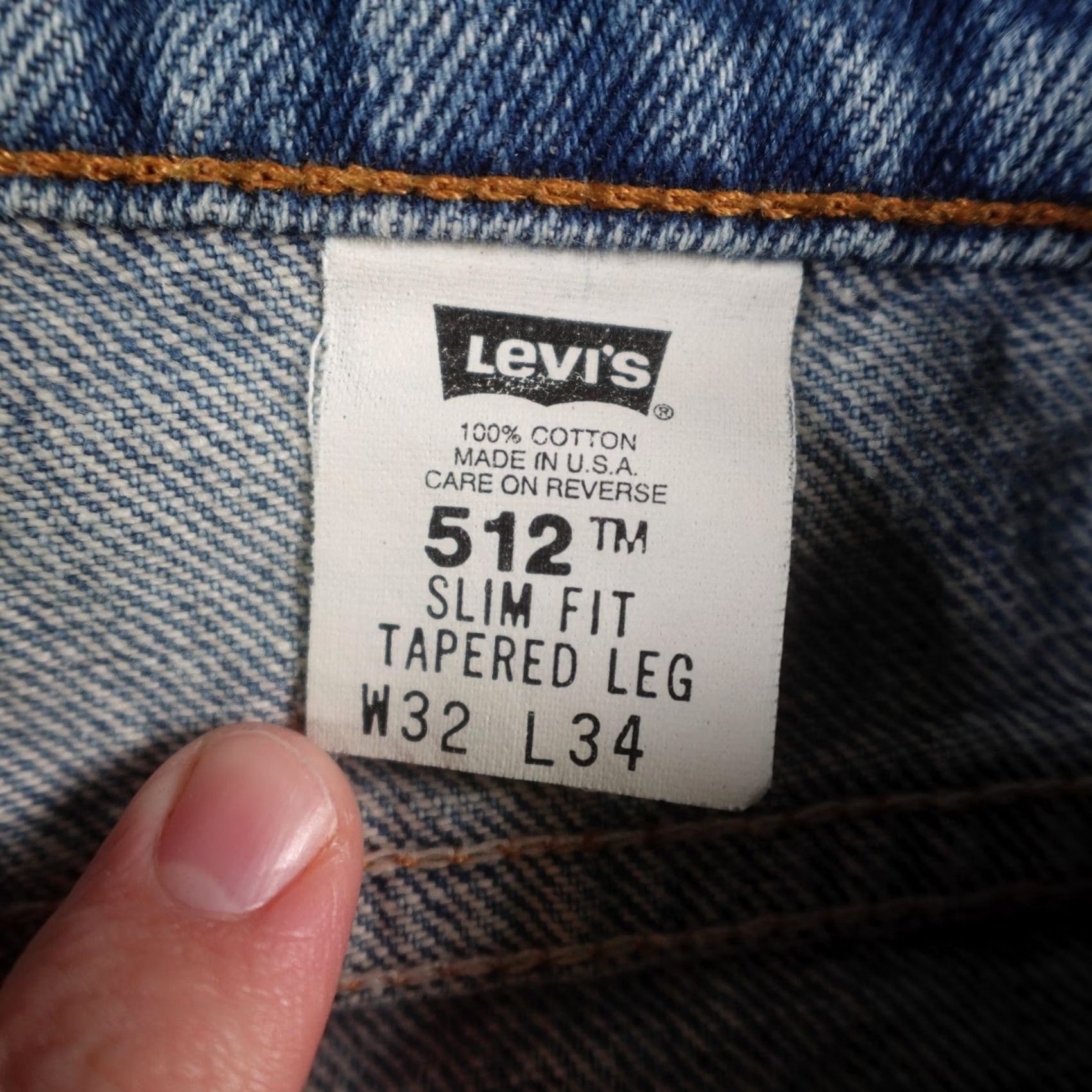 Levi's VINTAGE Levi's 512 Jeans Men 32x34 Blue Slim Fit Tapered Leg Denim Made USA 90s Size US 32 / EU 48 - 4 Thumbnail