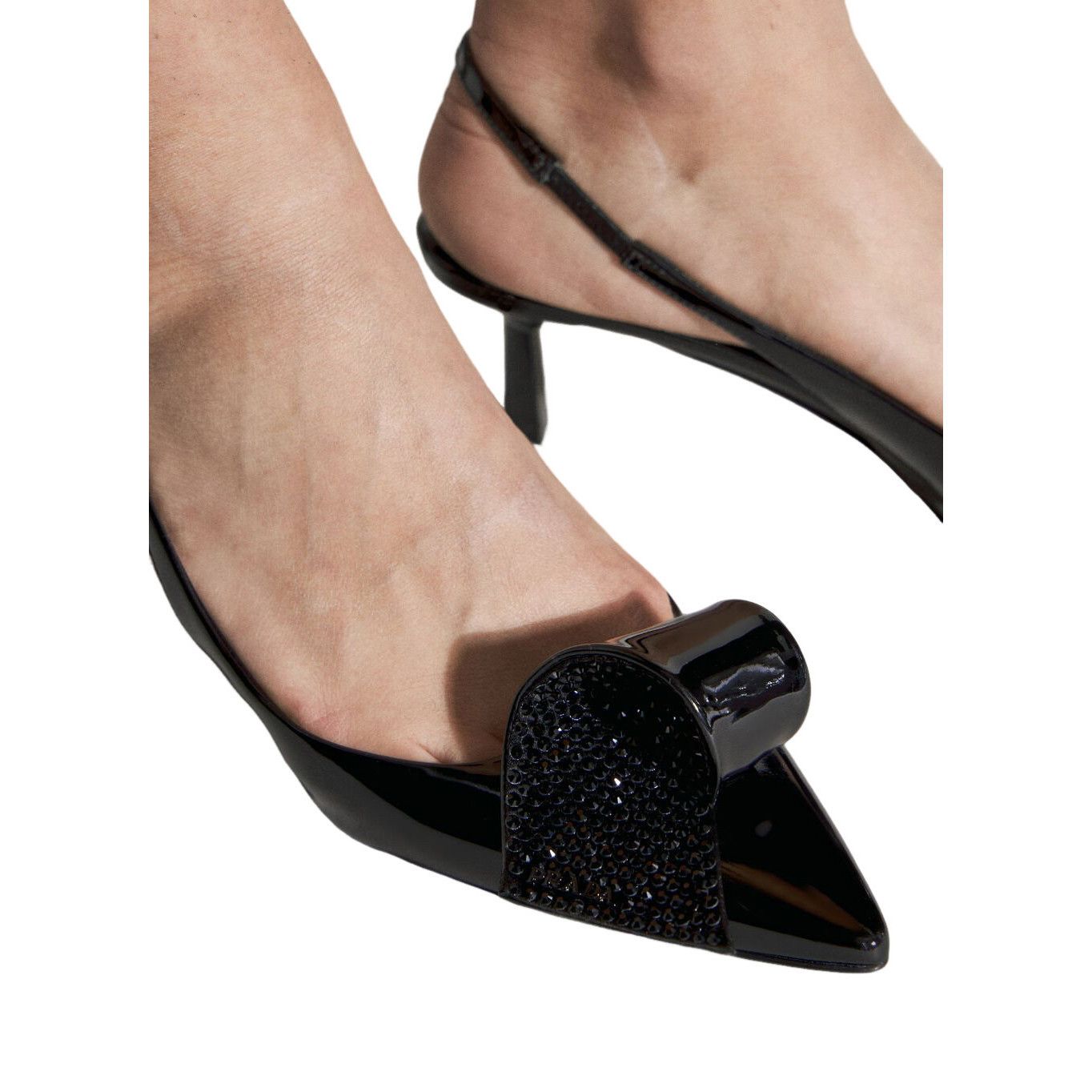 Prada PRADA Black Patent Leather Slingback 55mm Pumps New And Auth Size US 8 / IT 38 - 2 Thumbnail