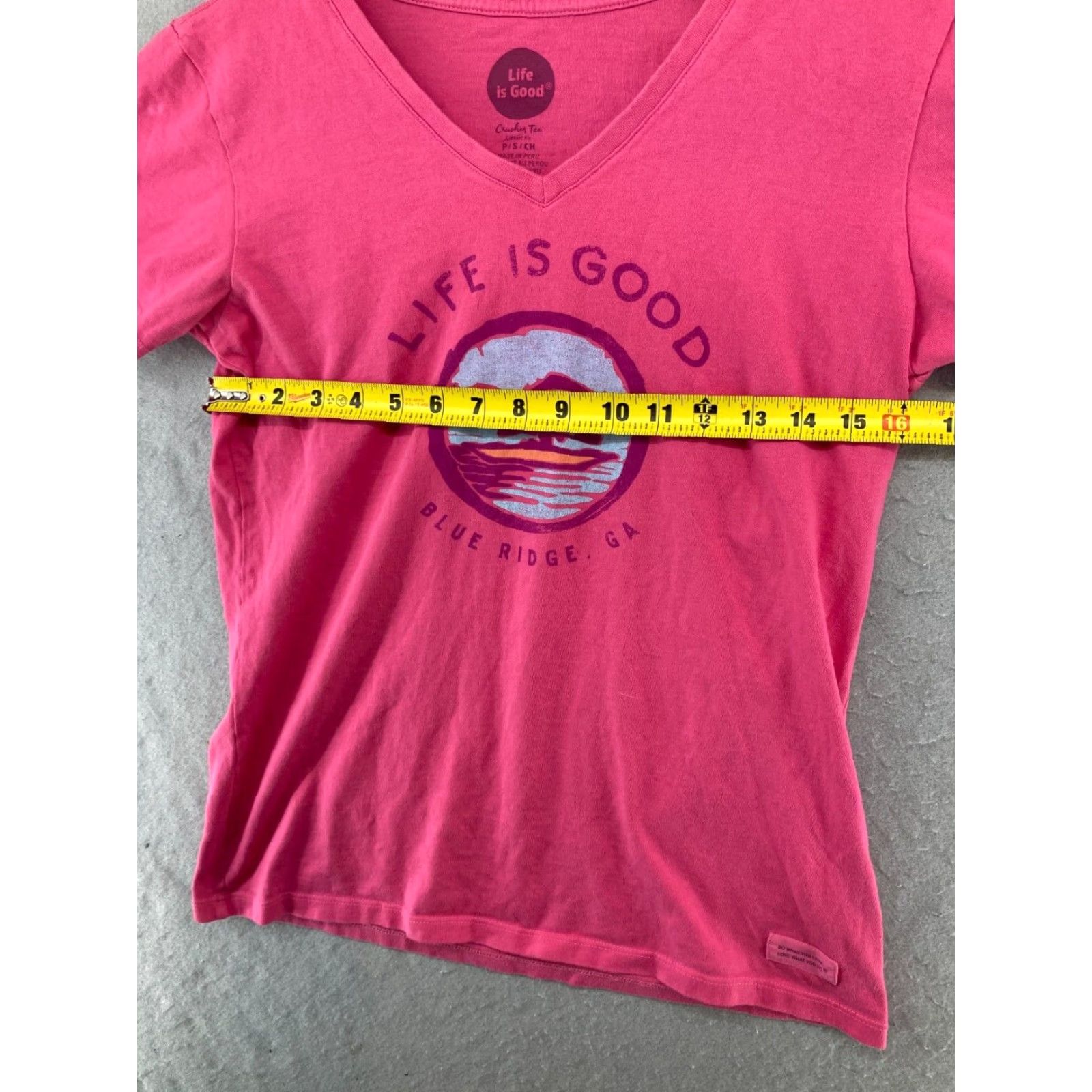 Life is Good Life Is Good Womens V-Neck T-Shirt Small Pink Graphic Print Outdoor Casual Tee Size S / US 4 / IT 40 - 3 Thumbnail