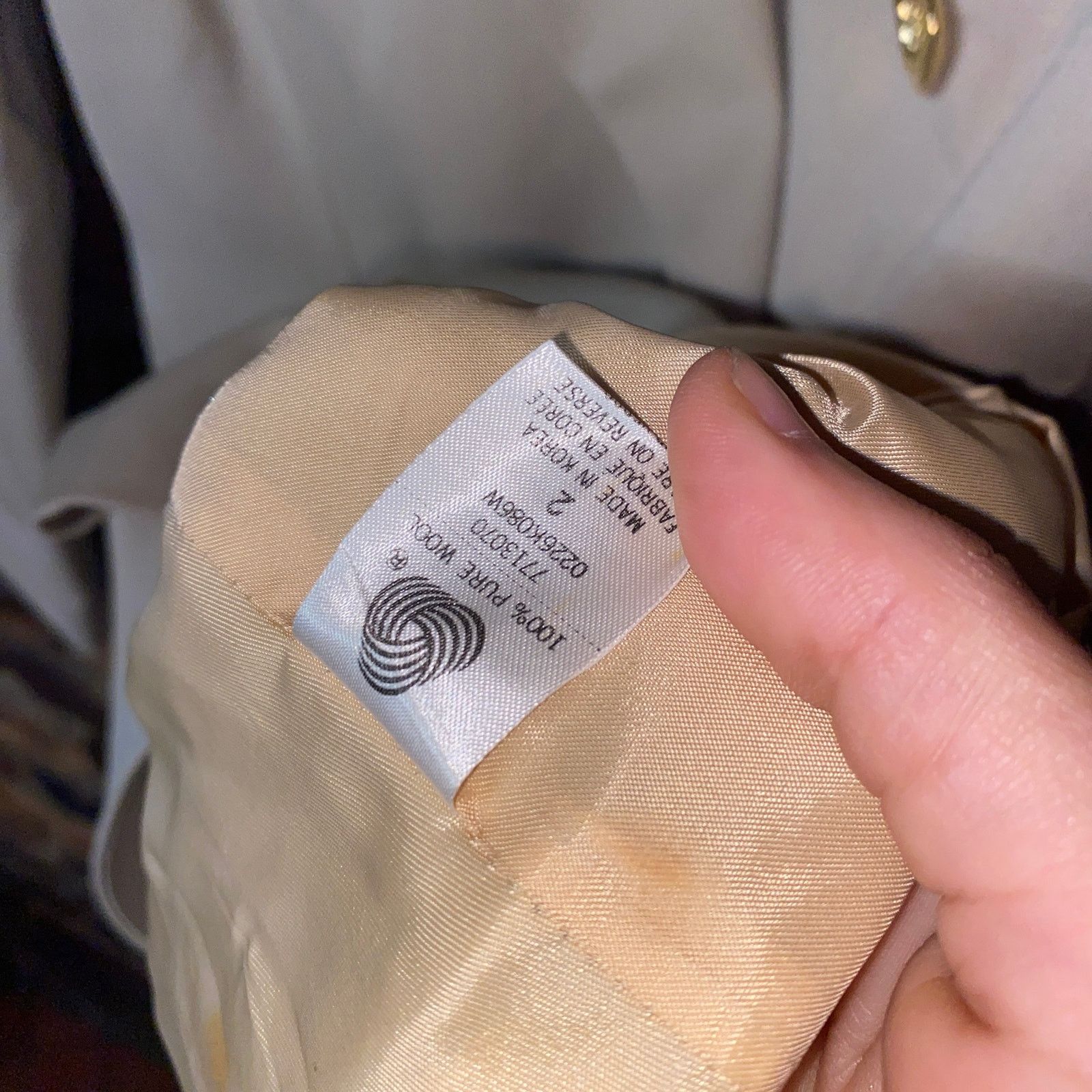 Other NWT Tahari Vintage Beige Wool Double Breasted Trench Coat 2 Size XS / US 0-2 / IT 36-38 - 6 Thumbnail
