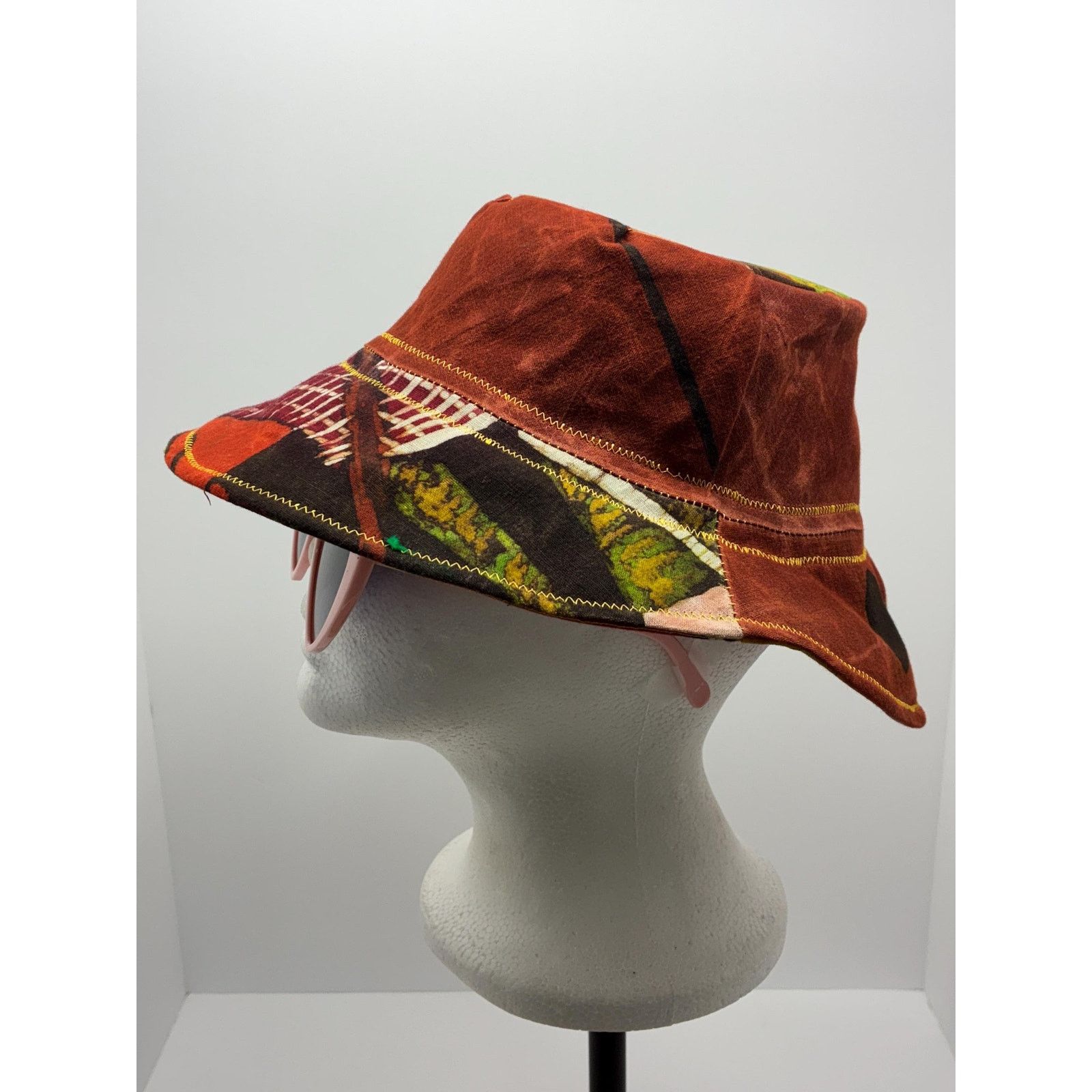 Other Waxed Cotton Bucket Hat Medium | Upcycled Painted Fabric Size ONE SIZE - 1 Thumbnail
