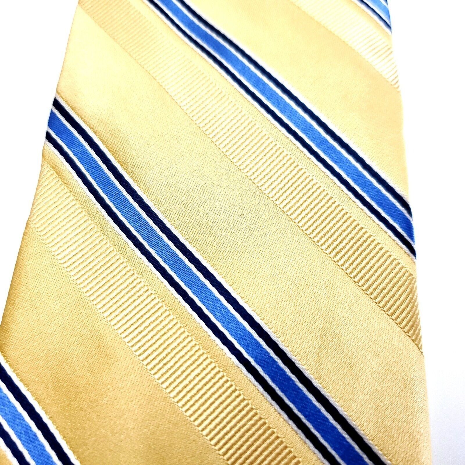 Croft & Barrow Croft Barrow Silk Tie Woven Yellow Blue Striped Size ONE SIZE - 2 Thumbnail