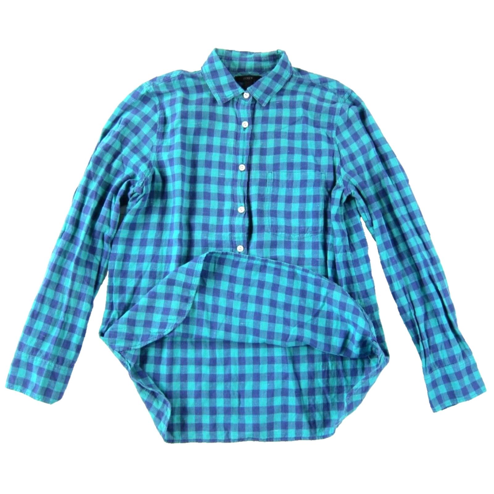 J.Crew J.CREW Blue Purple Plaid 100% Cotton Long Sleeve Collar Pullover Blouse Women 4 Size S / US 4 / IT 40 - 5 Thumbnail