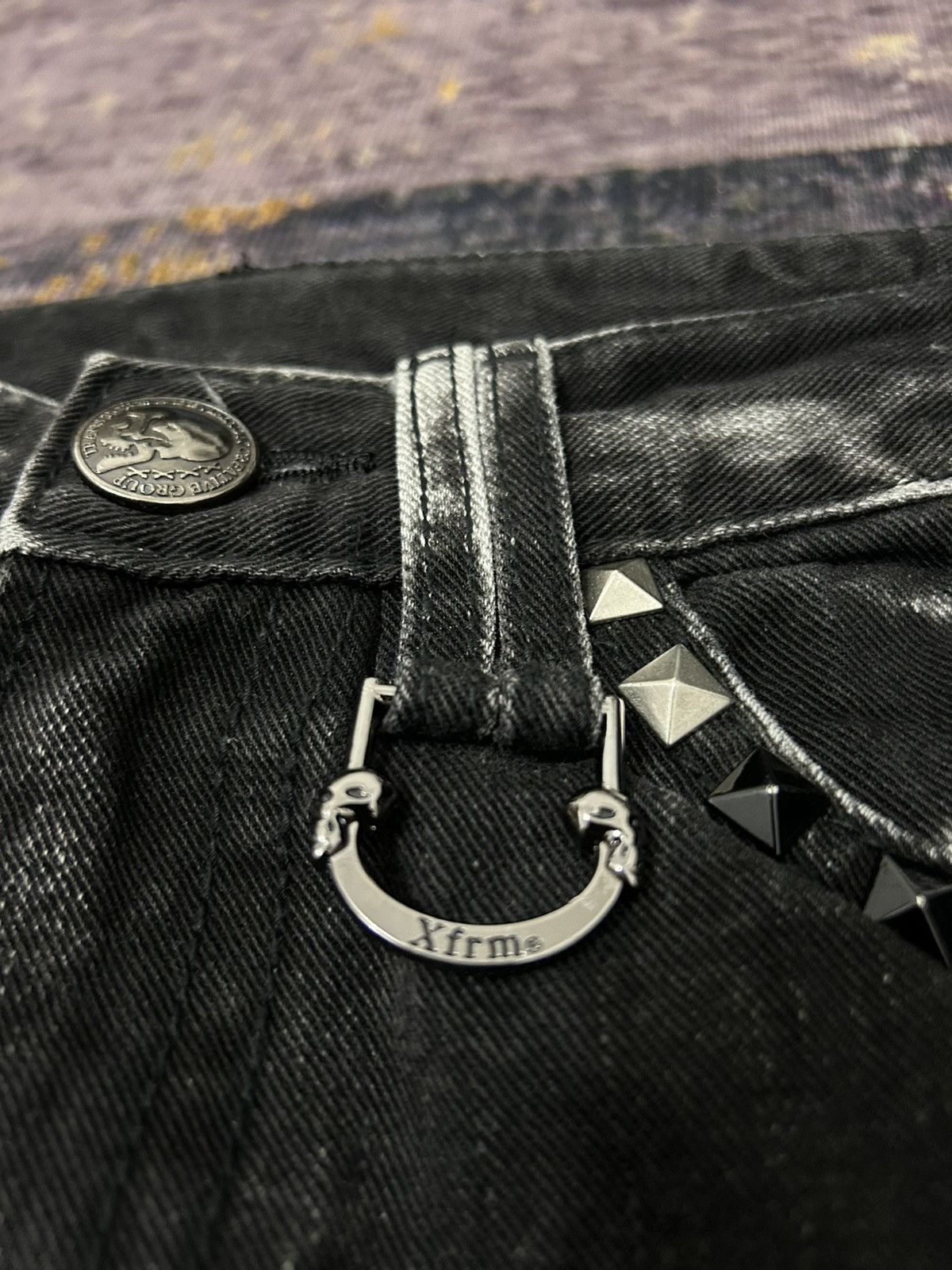 Tornado Mart Xfrm Skull Swarovski Clawmark Studded Jeans Size US 31 - 12 Thumbnail