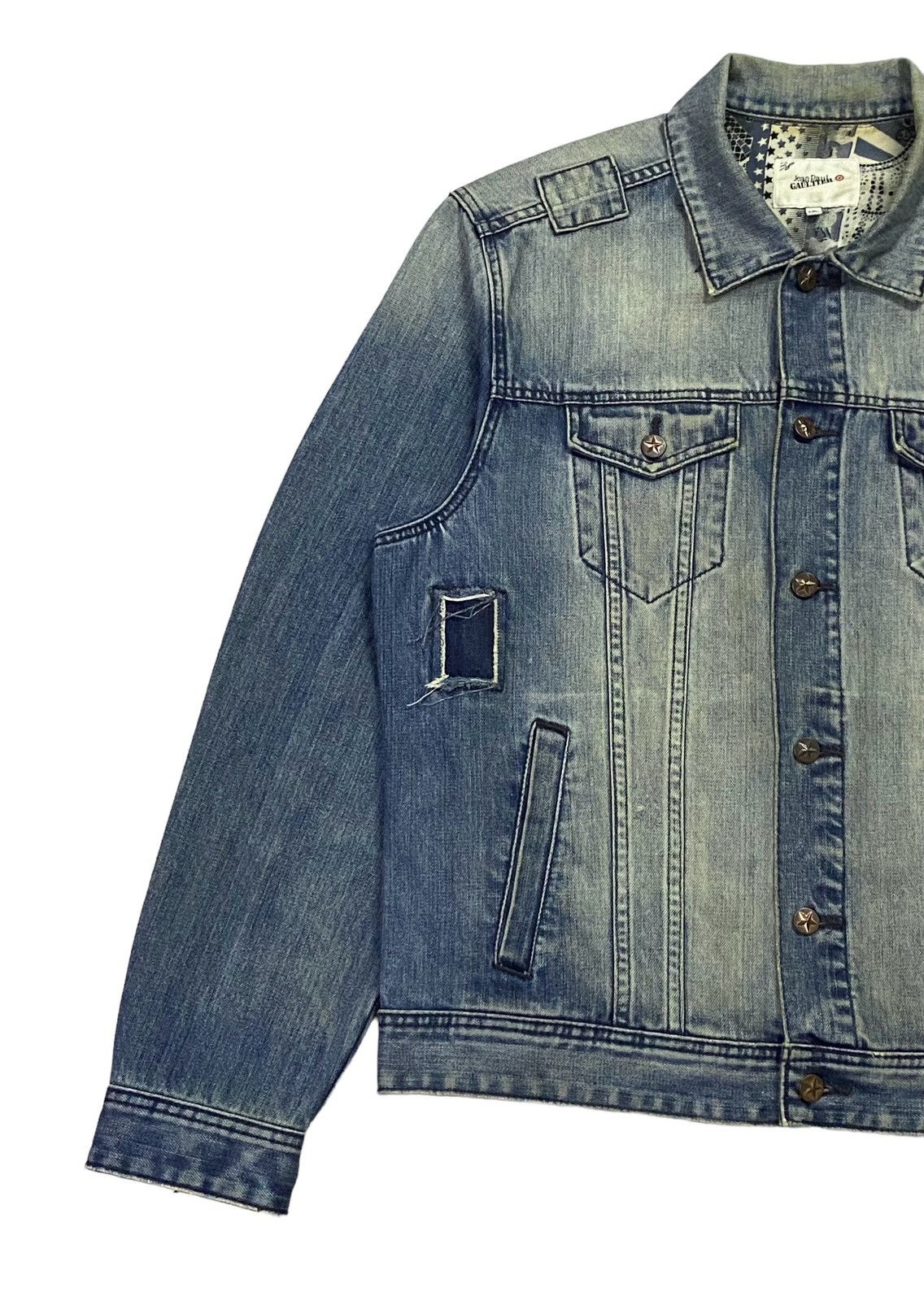 Jean Paul Gaultier Jean Paul Glaultier Distressed Denim Jacket Size US XL / EU 56 / 4 - 19 Thumbnail