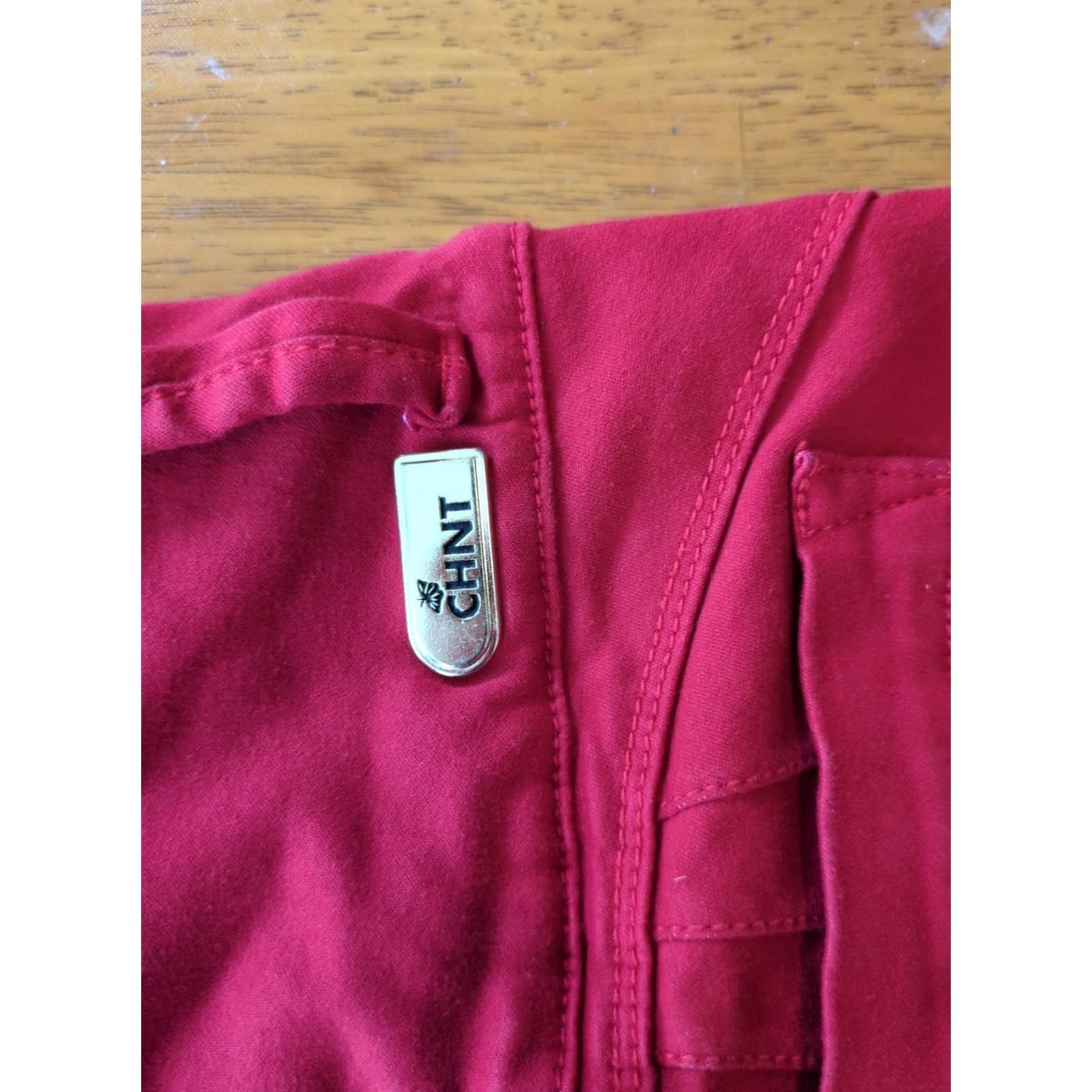 Vintage CHNT Red Overalls Jeans Women 12 Slim Stretch Pockets Button Zip Inseam 26 Latin Club Sexy Size 34" / US 12 / IT 48 - 6 Thumbnail