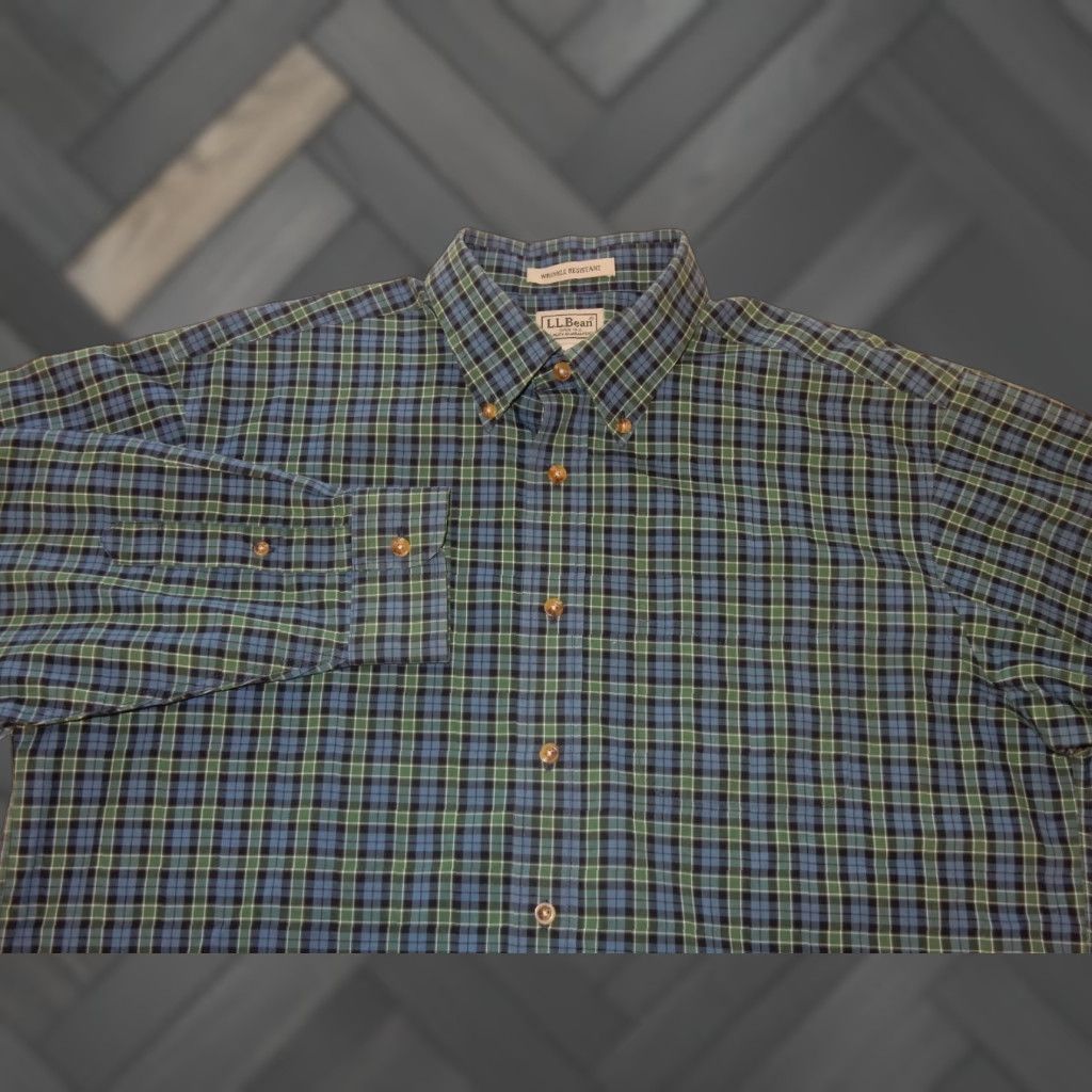 Vintage VINTAGE L.L. Bean Men's Plaid Button-Up Shirt Size L Long Sleeve Blue Clothing Size US L / EU 52-54 / 3 - 1 Thumbnail