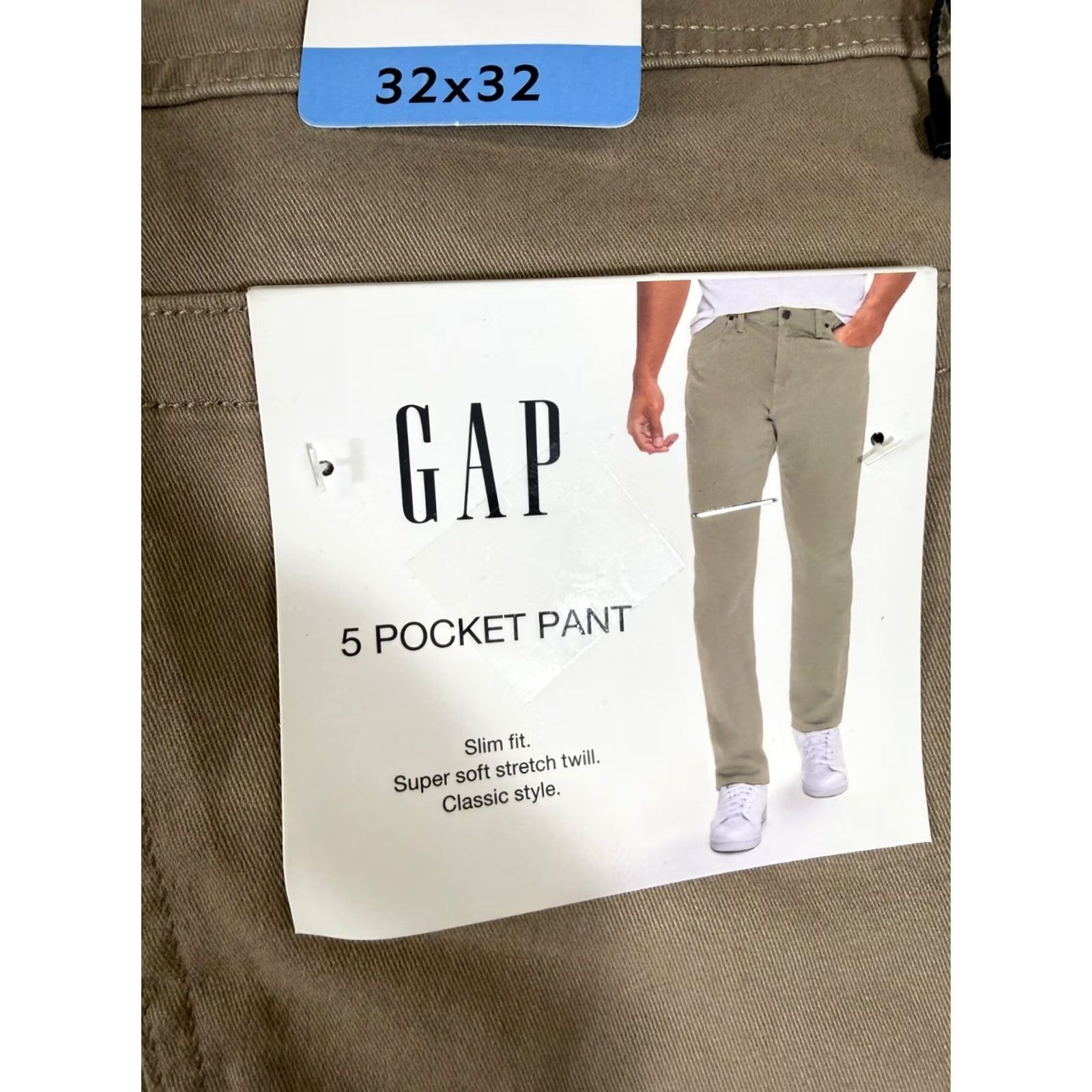 Gap Gap 5-Pocket Pants Mens 32x32 Khaki Beige Slim Fit Super Soft Stretch Twill Straight Leg NWT Size US 32 / EU 48 - 5 Thumbnail
